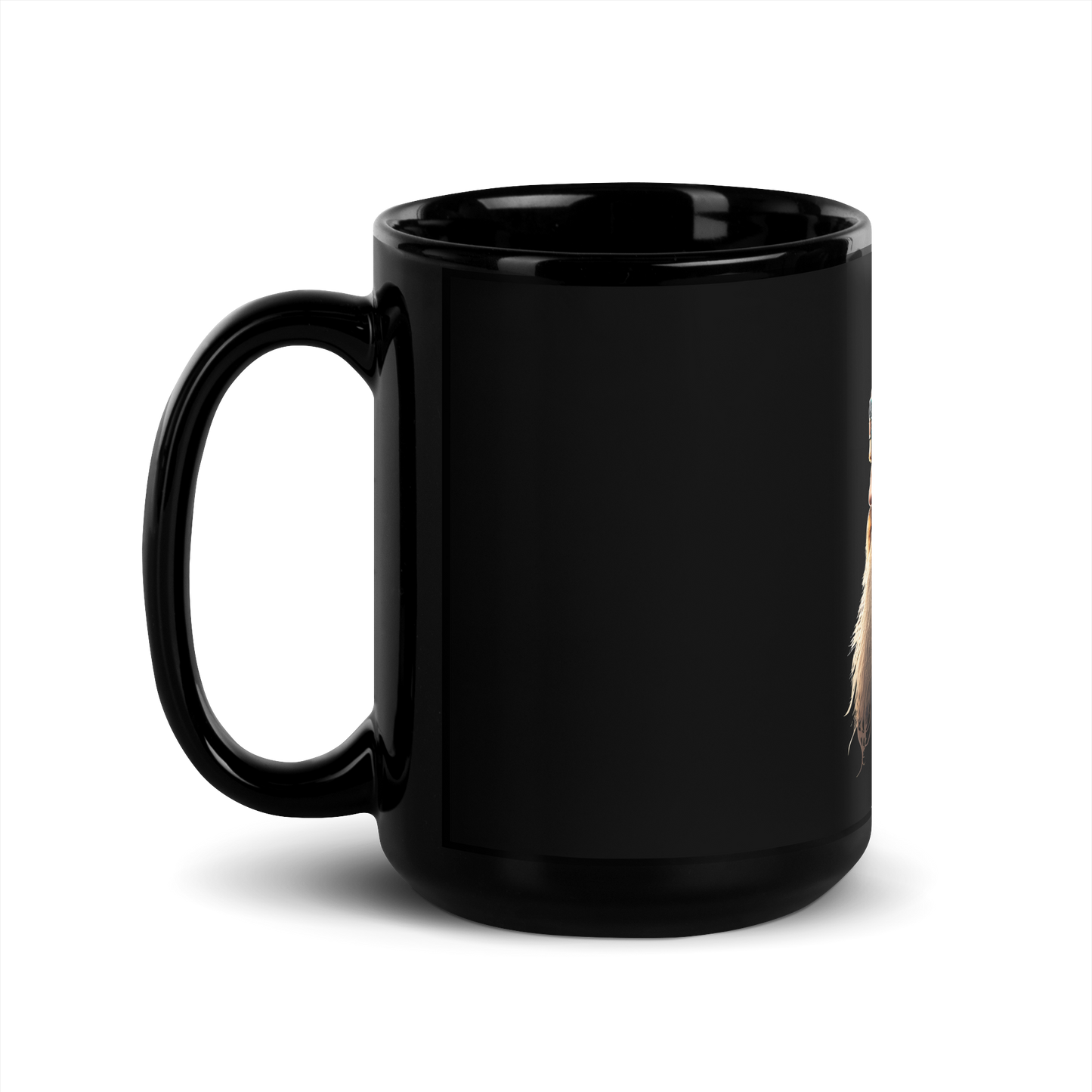Black Glossy Mug with viking