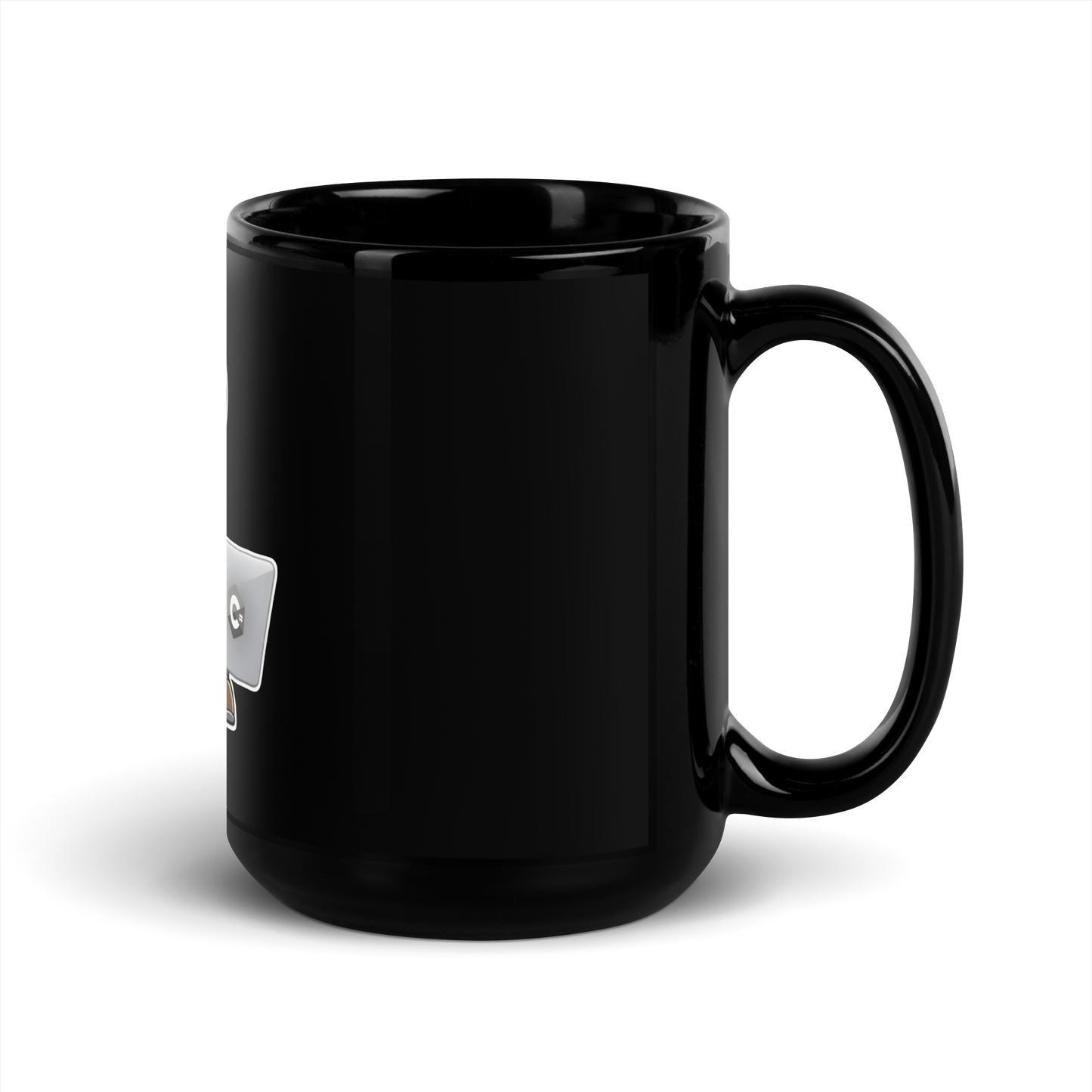 Black Glossy Mug with viking-programmer, software engineer