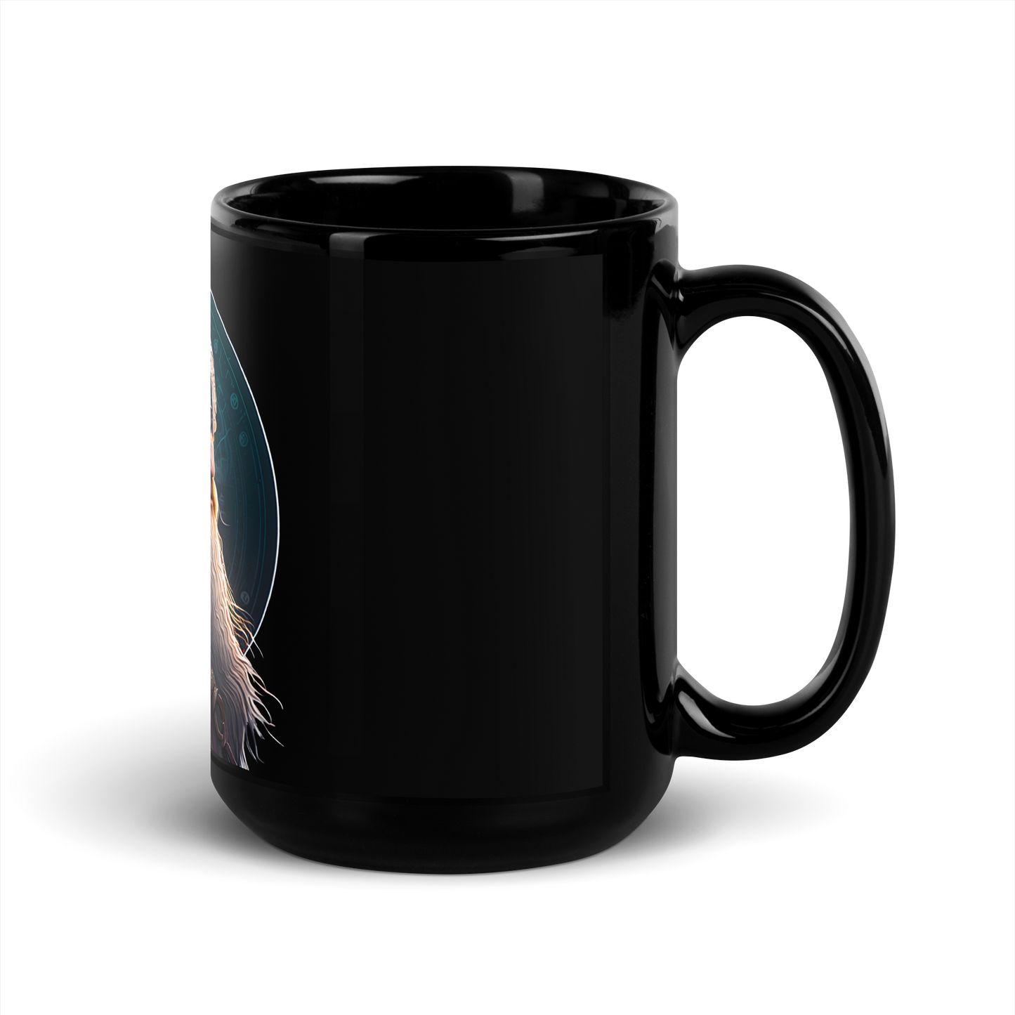 Black Glossy Mug with viking