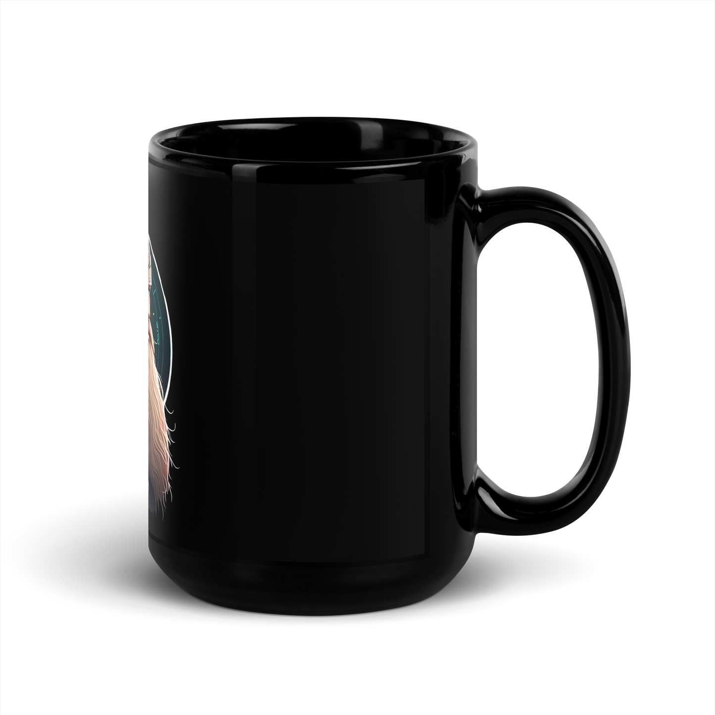 Black Glossy Mug with viking