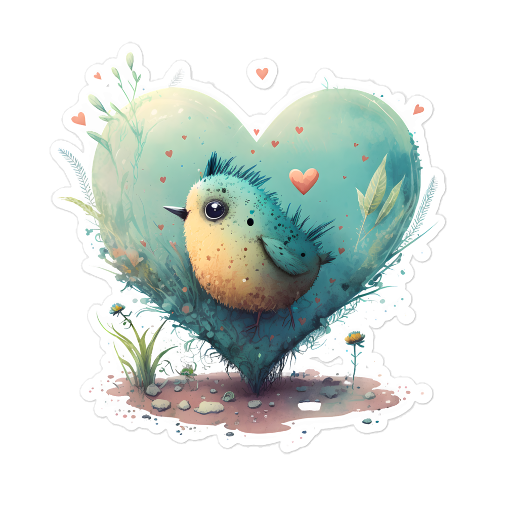 Bubble-free stickers, bird in the heart