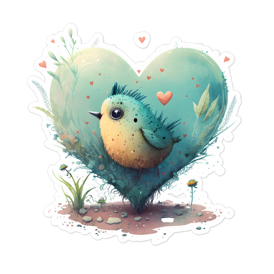 Bubble-free stickers, bird in the heart