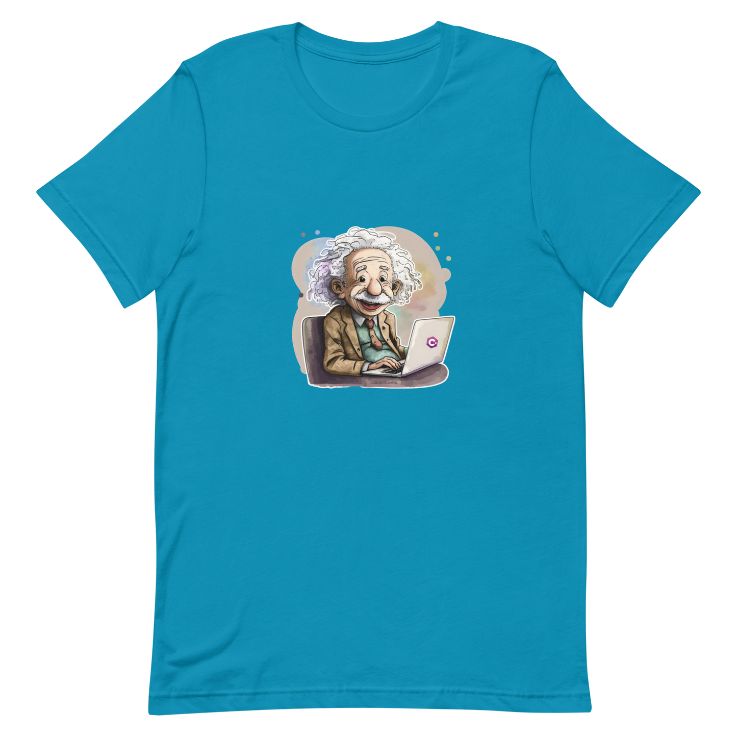 Unisex t-shirt with happy Einstein-programmer, software engineer
