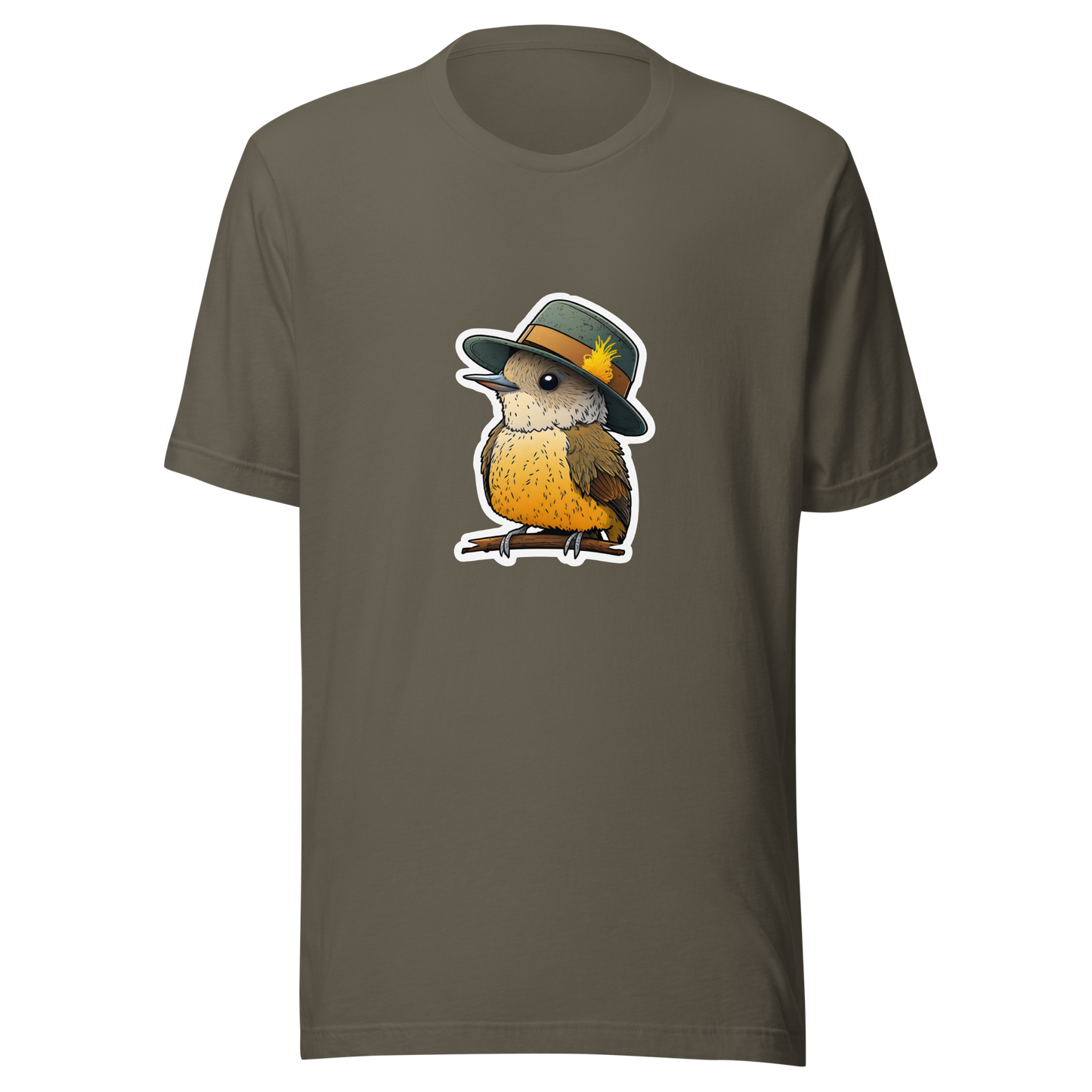 Unisex t-shirt with cute bird in the hat
