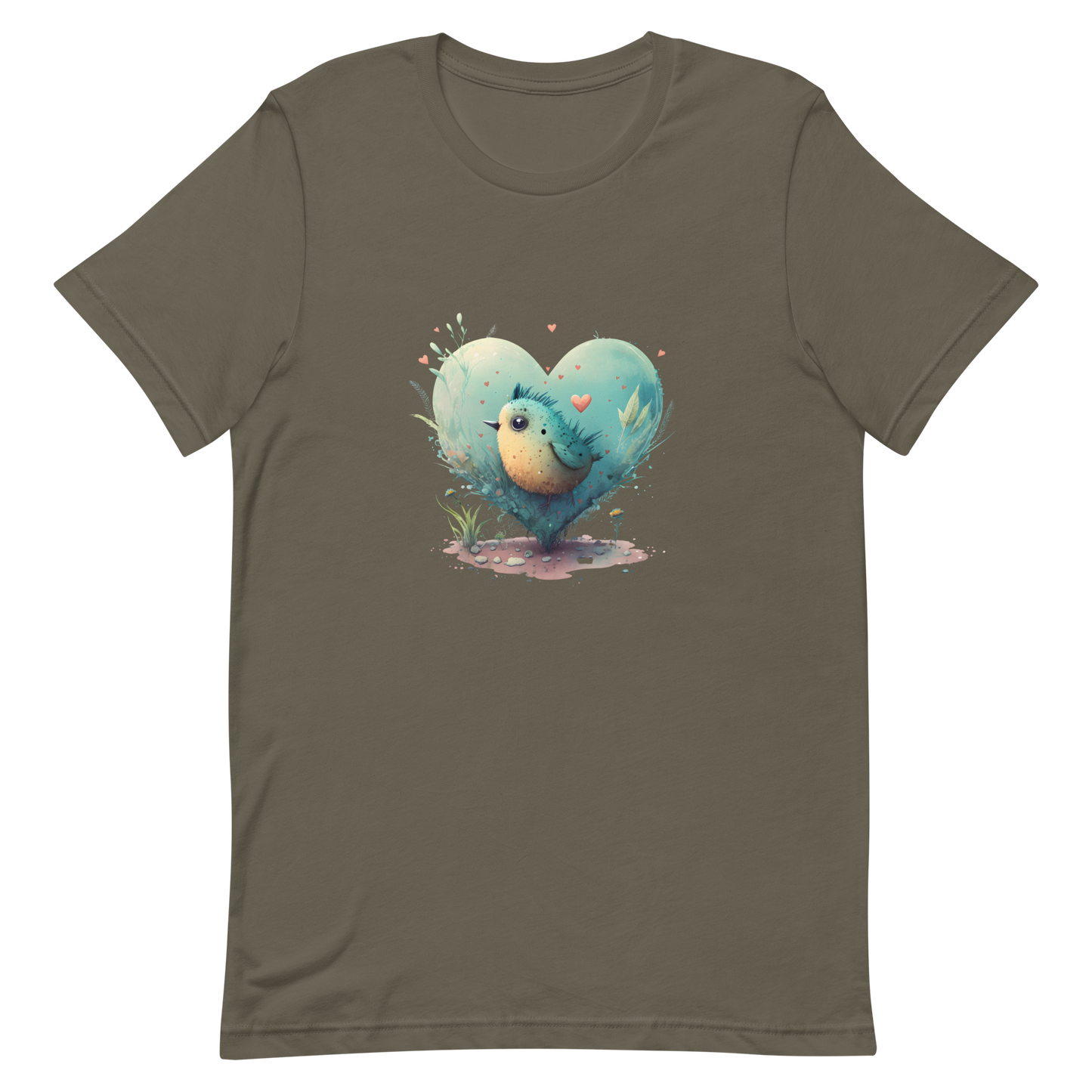 Unisex t-shirt with cute bird in the heart