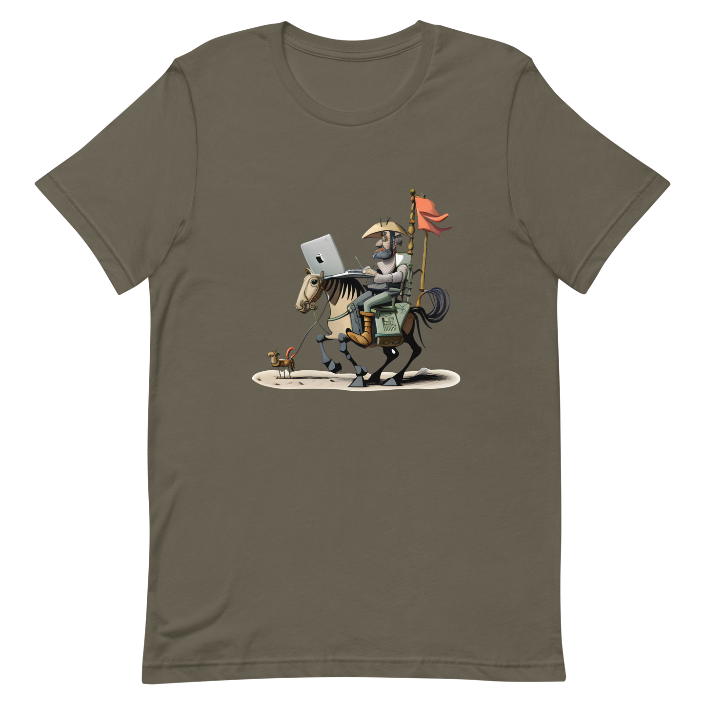 Unisex t-shirt with knight Don Quixote programmer