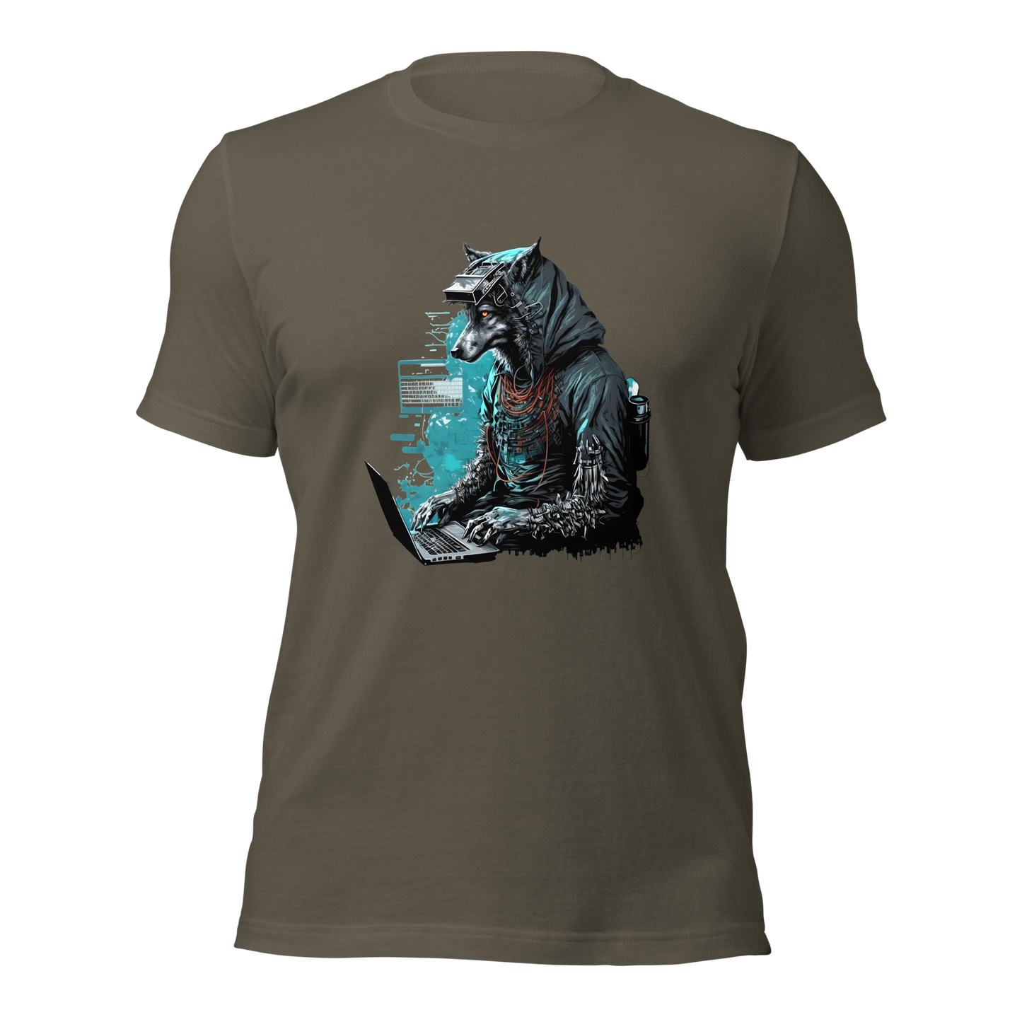 Unisex t-shirt with a programmer wolf