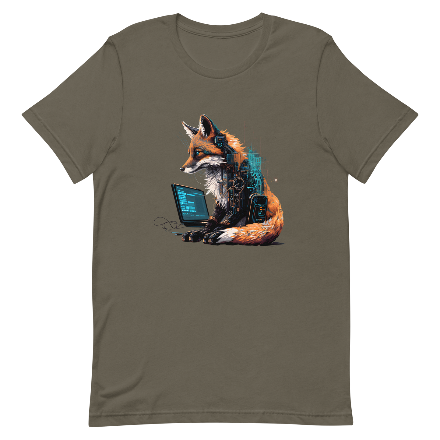 Unisex t-shirt with fox-programmer, hacker, software engineer