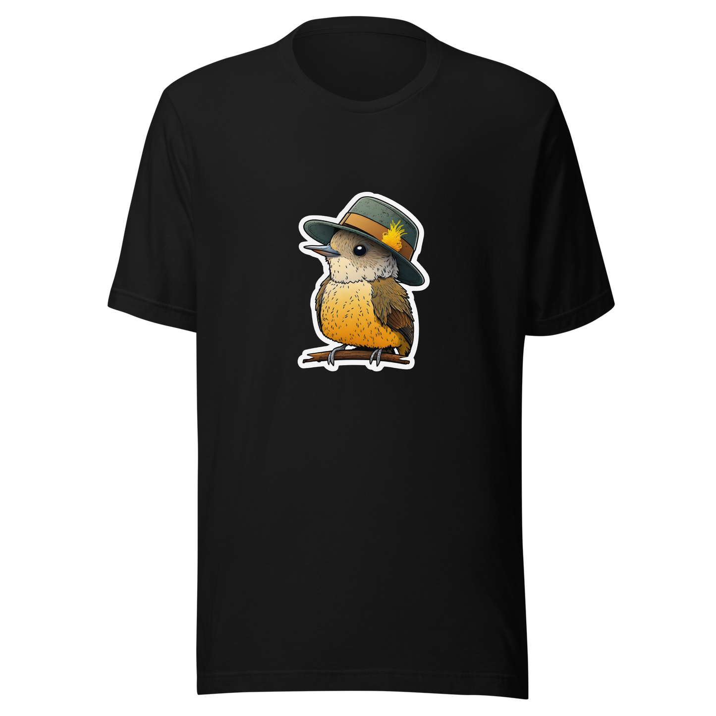 Unisex t-shirt with cute bird in the hat