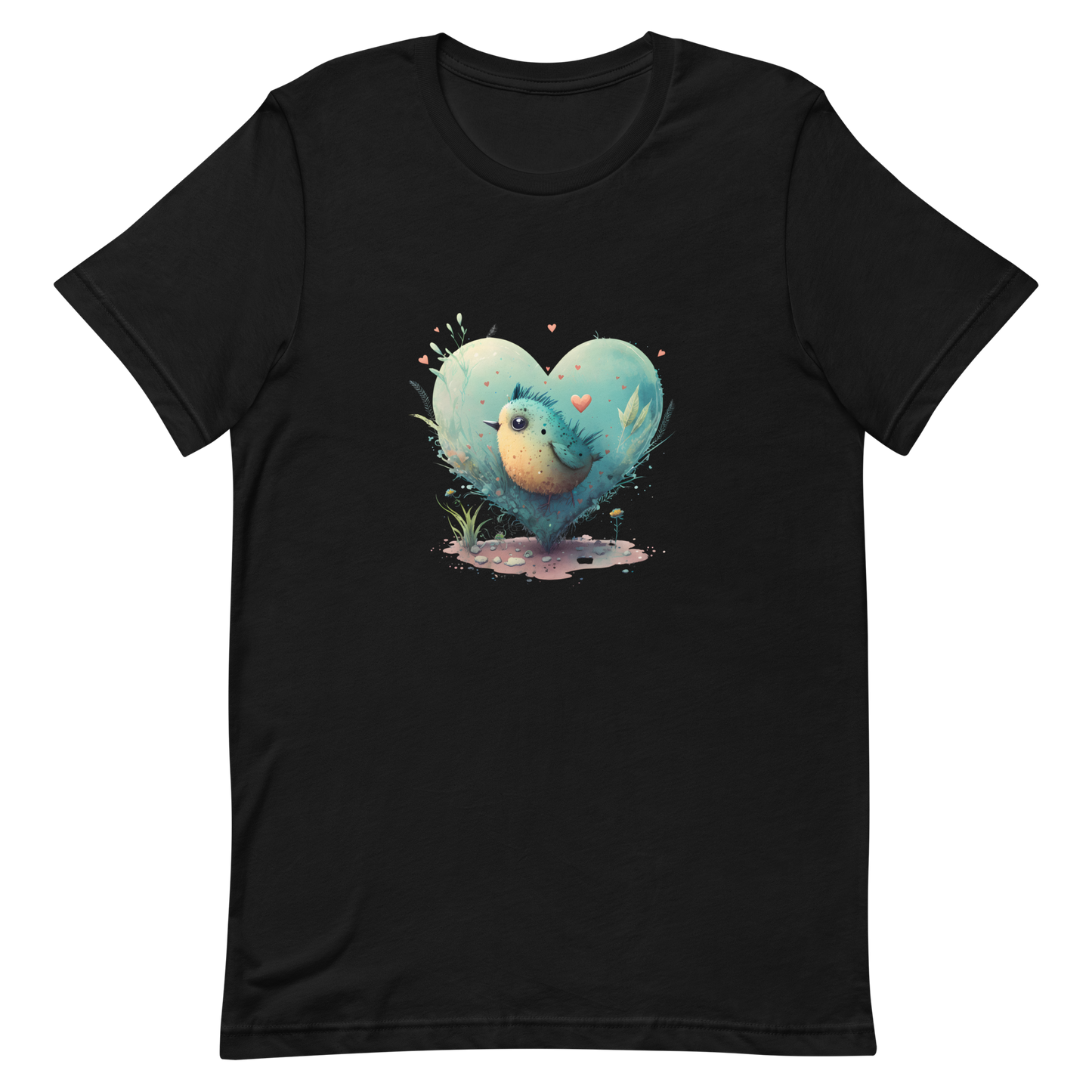 Unisex t-shirt with cute bird in the heart