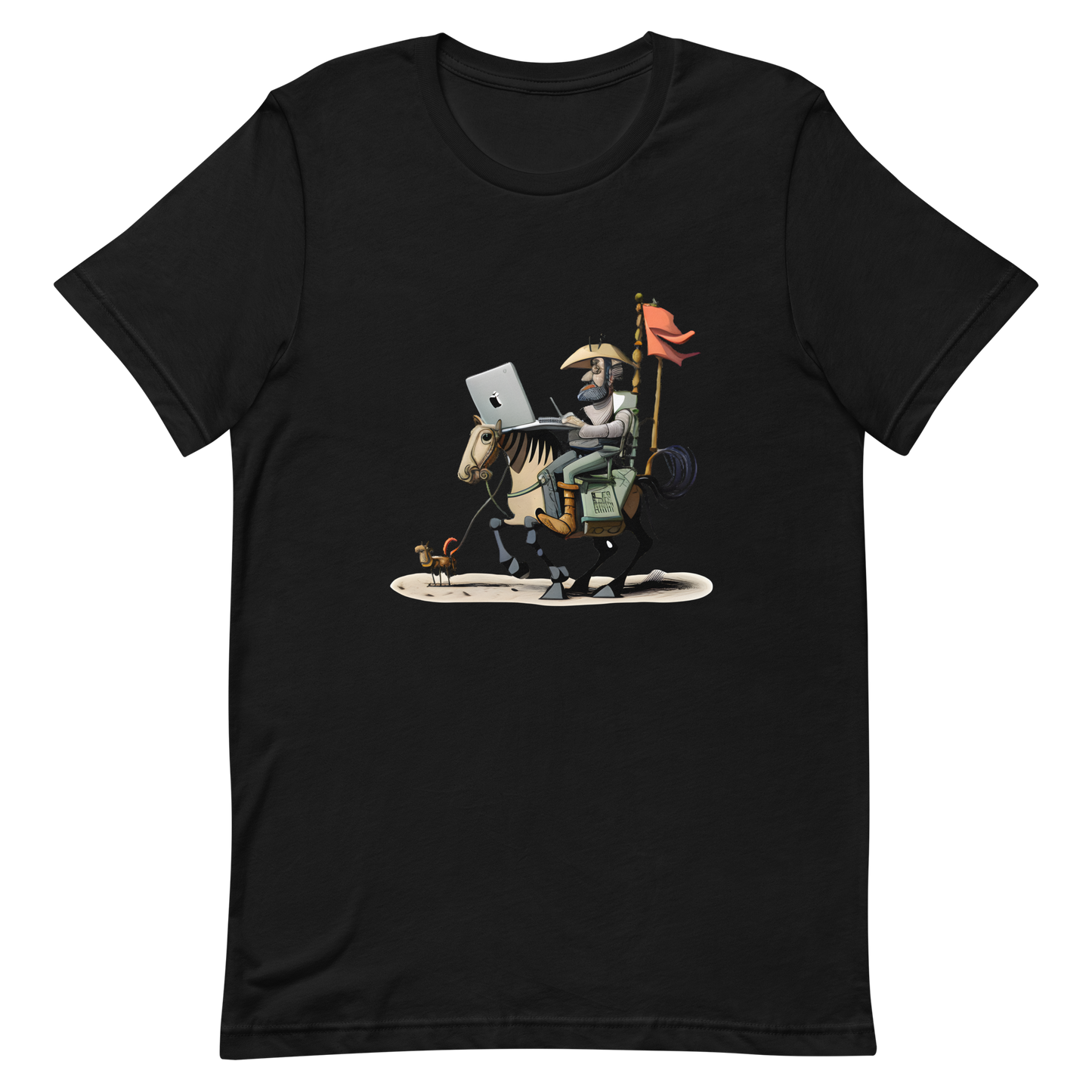 Unisex t-shirt with knight Don Quixote programmer