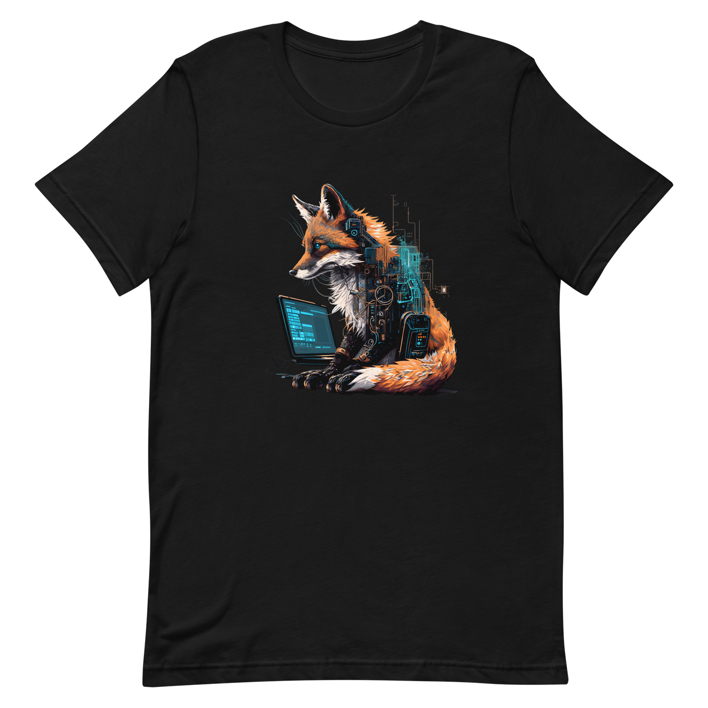 Unisex t-shirt with fox-programmer, hacker, software engineer