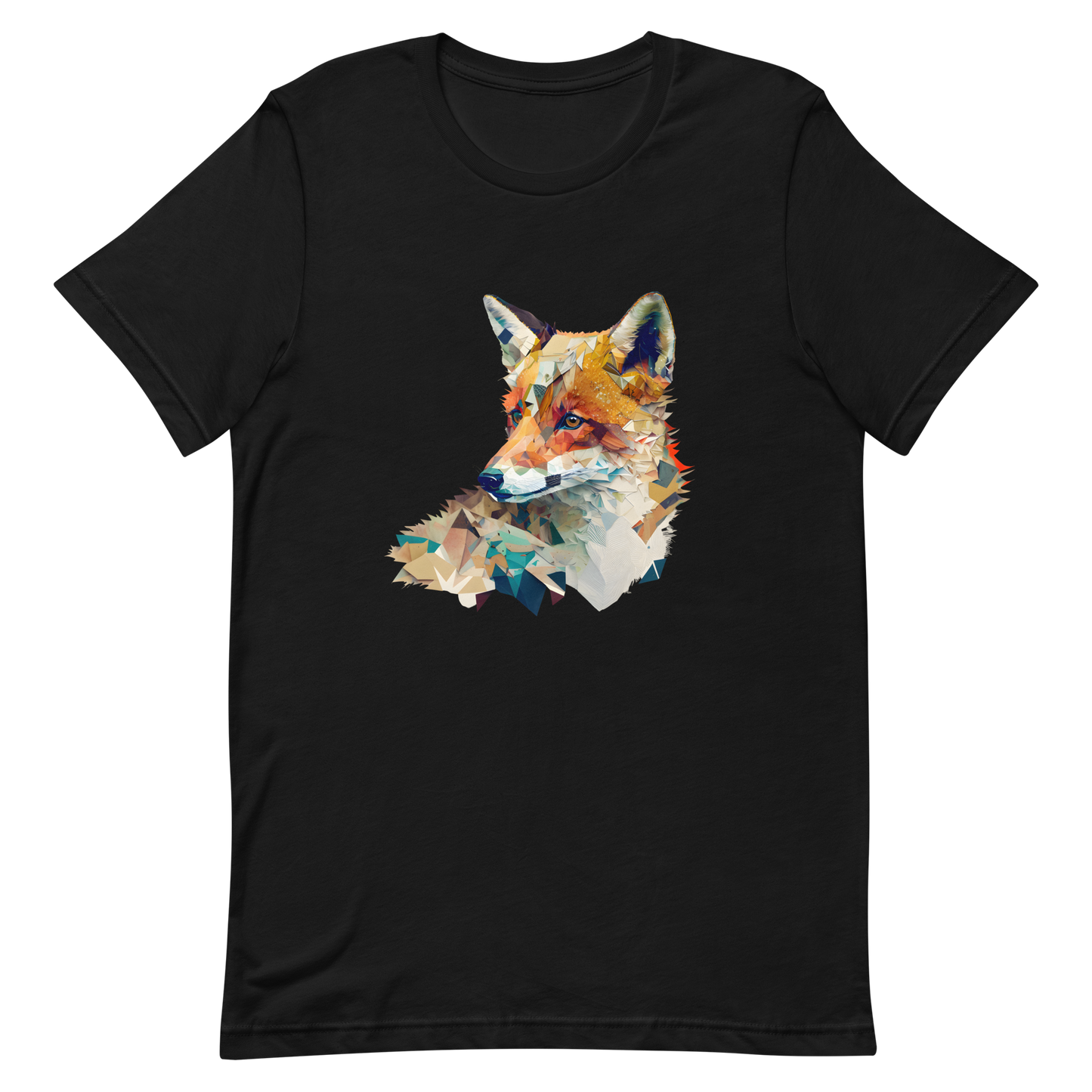 Unisex t-shirt with fox in patchwork style