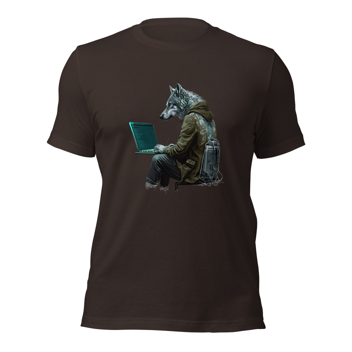 Unisex t-shirt with wolf-hacker, programmer