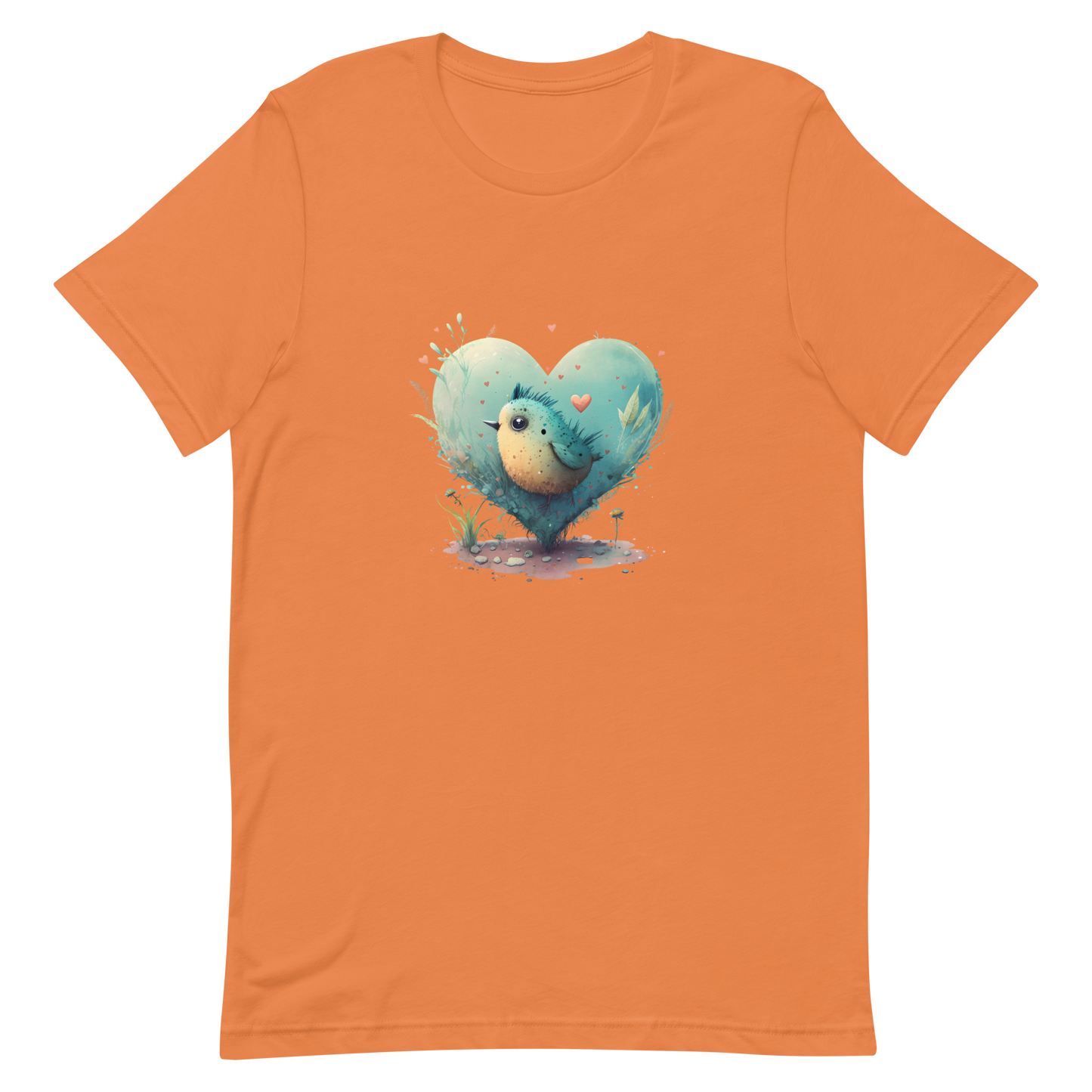 Unisex t-shirt with cute bird in the heart