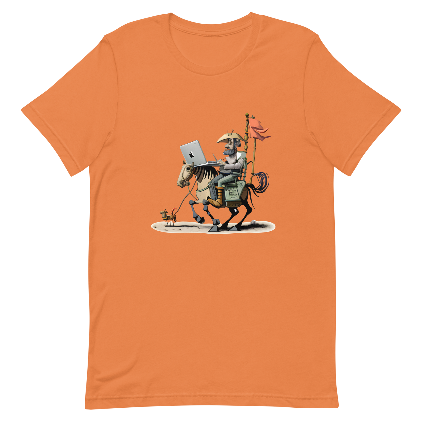 Unisex t-shirt with knight Don Quixote programmer