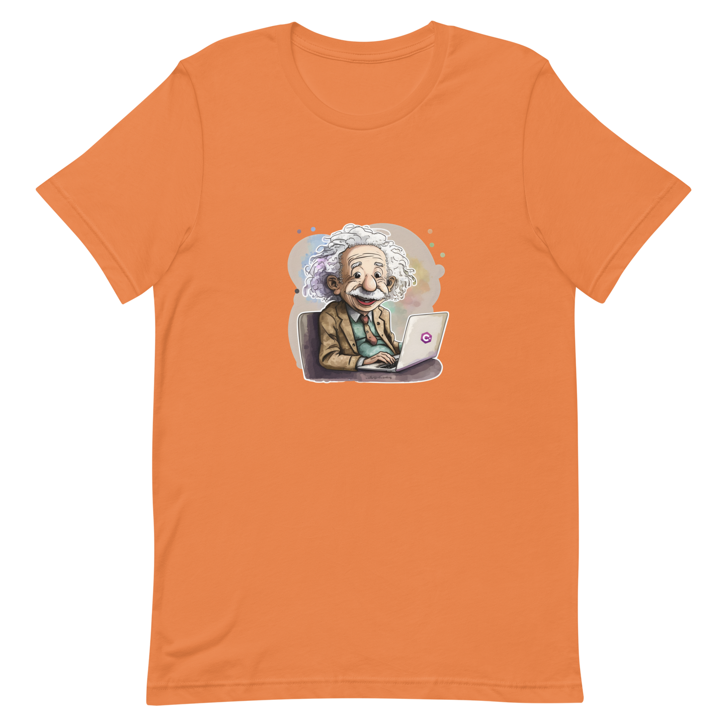 Unisex t-shirt with happy Einstein-programmer, software engineer