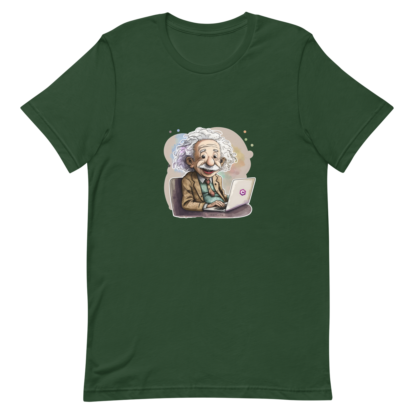 Unisex t-shirt with happy Einstein-programmer, software engineer