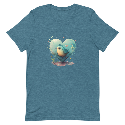 Unisex t-shirt with cute bird in the heart