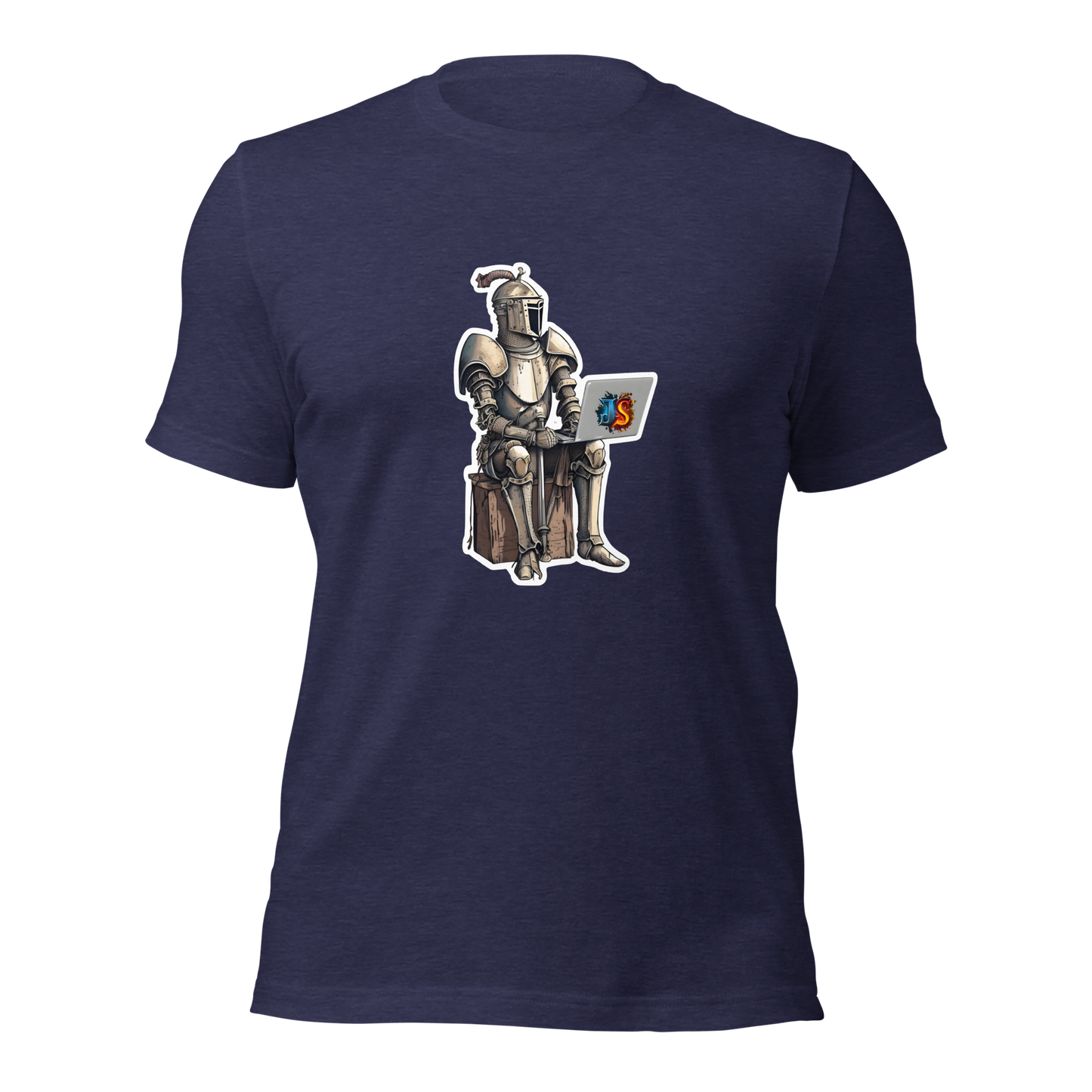 Unisex t-shirt with knight programmer in armor