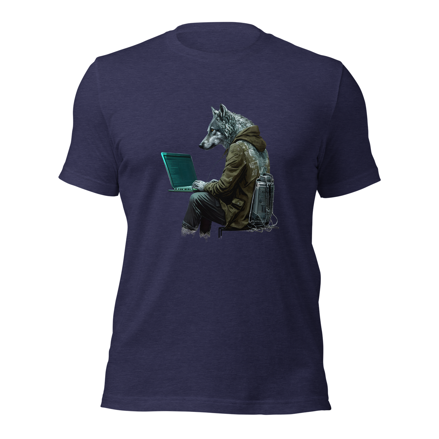 Unisex t-shirt with wolf-hacker, programmer