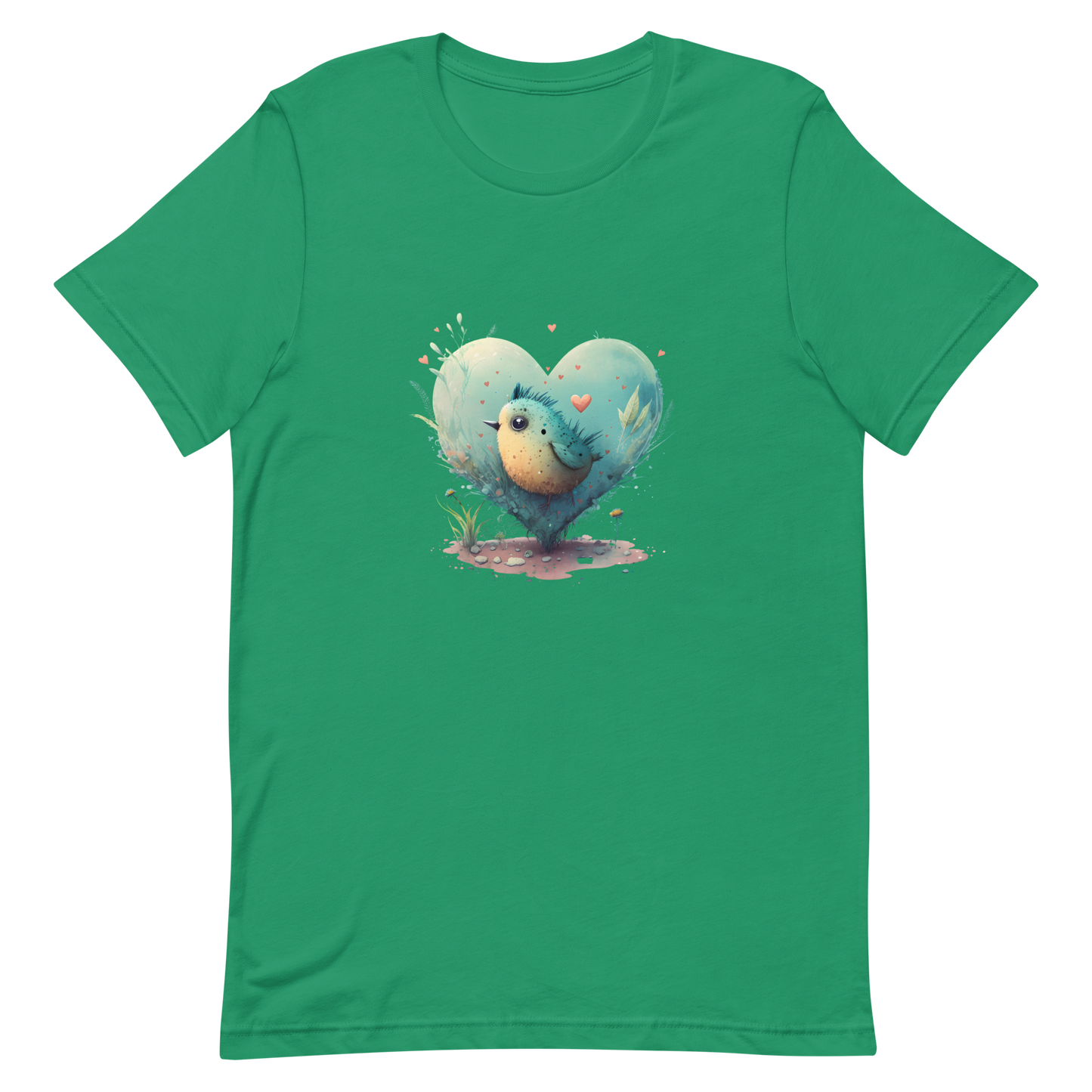Unisex t-shirt with cute bird in the heart