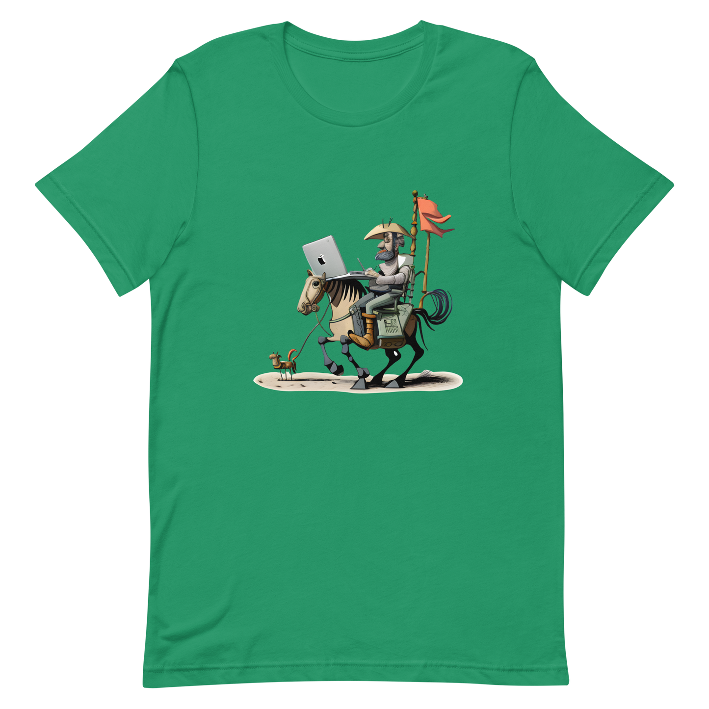 Unisex t-shirt with knight Don Quixote programmer
