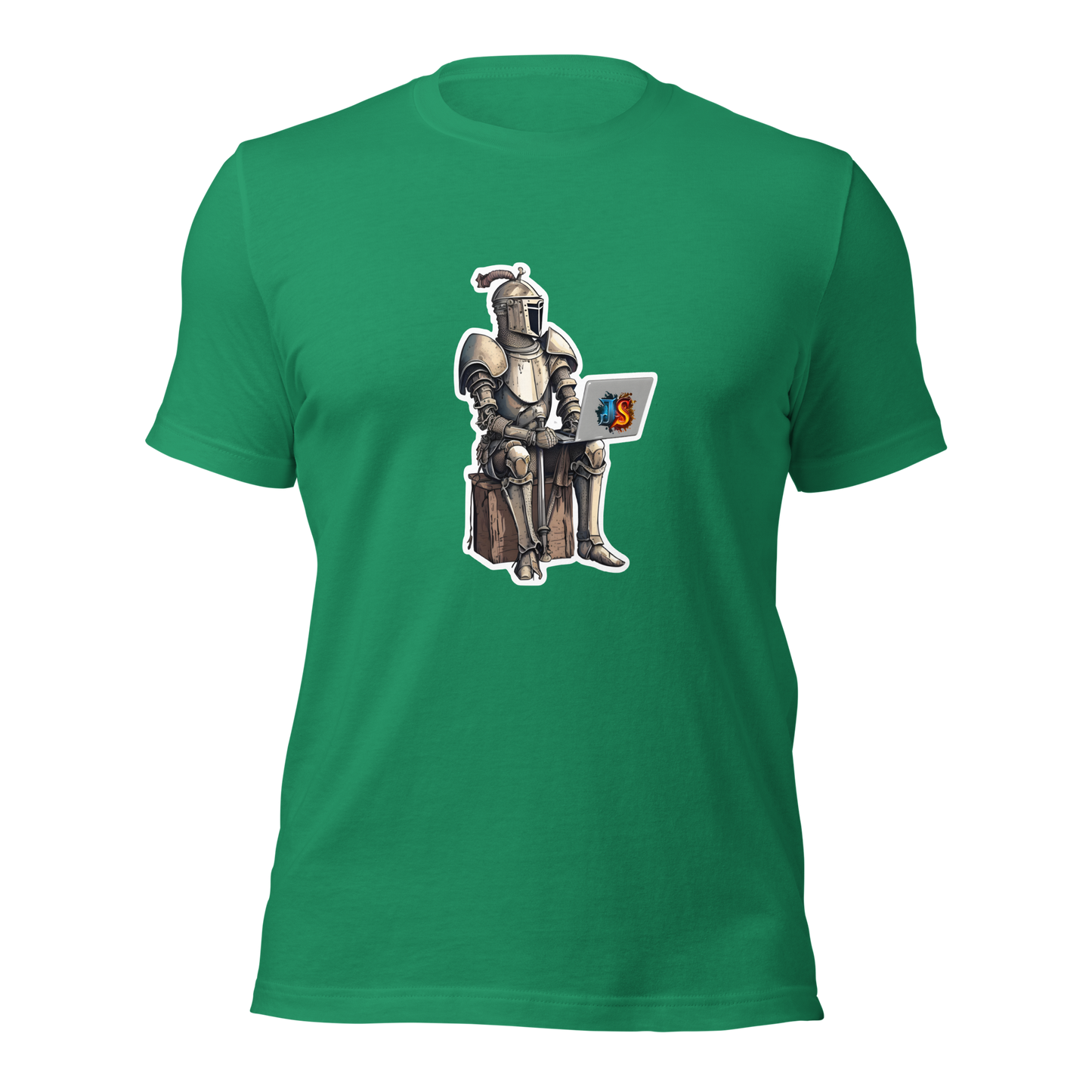 Unisex t-shirt with knight programmer in armor