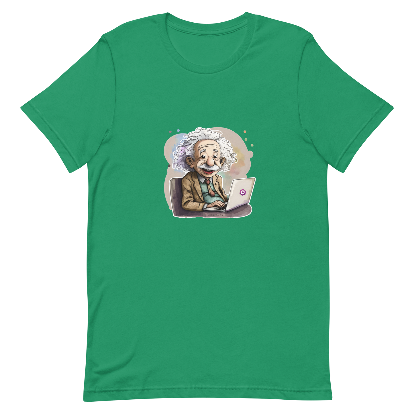 Unisex t-shirt with happy Einstein-programmer, software engineer