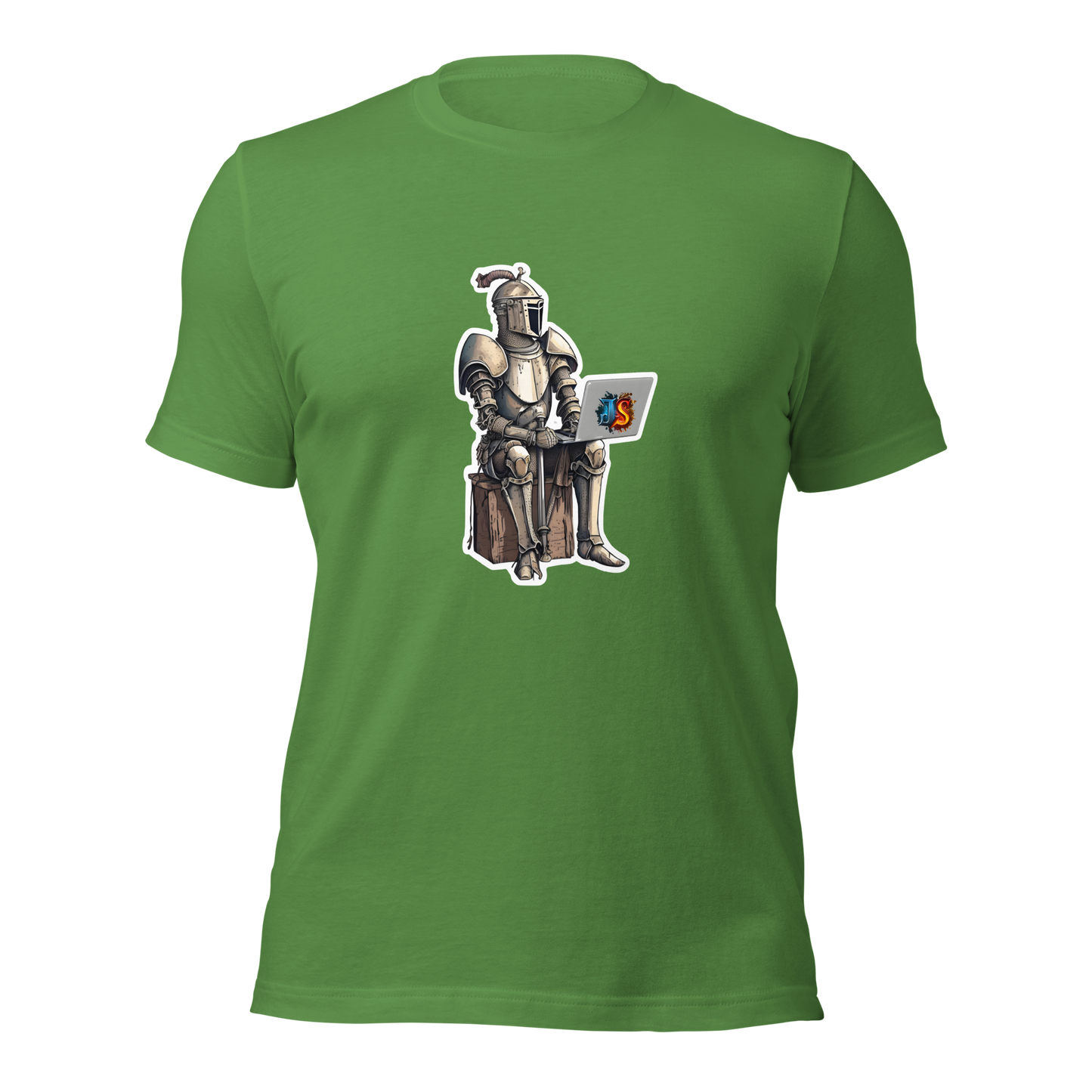 Unisex t-shirt with knight programmer in armor