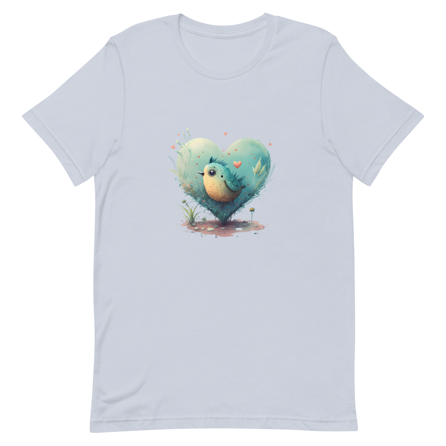 Unisex t-shirt with cute bird in the heart