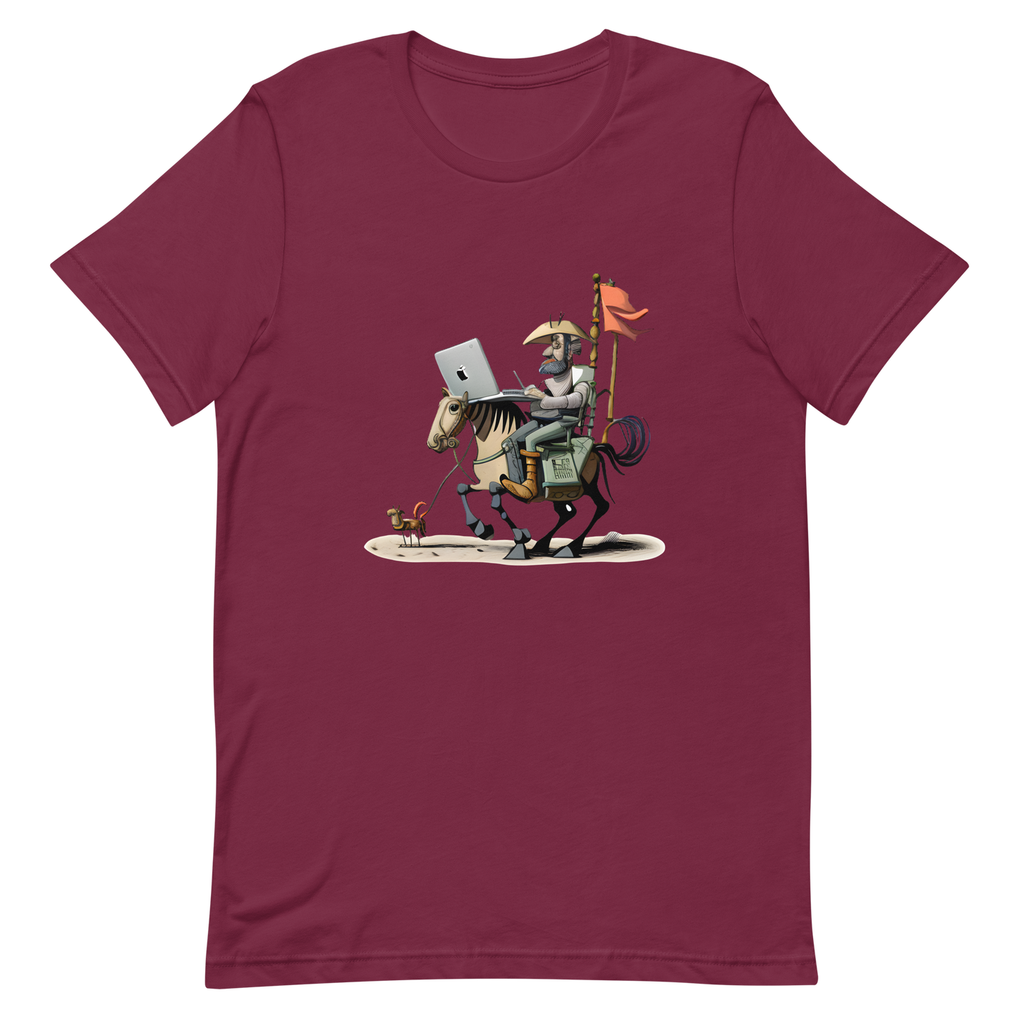 Unisex t-shirt with knight Don Quixote programmer