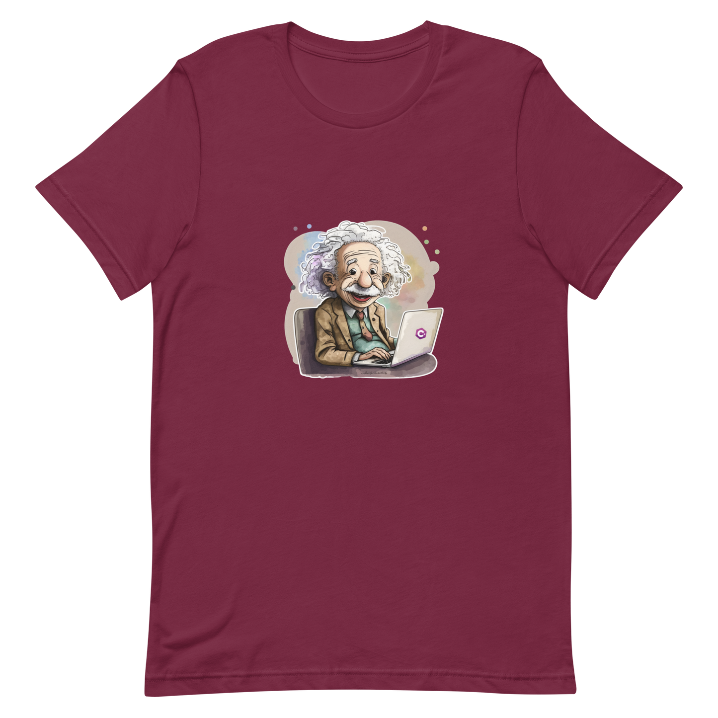 Unisex t-shirt with happy Einstein-programmer, software engineer