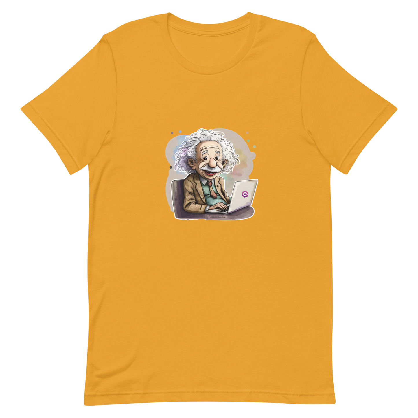 Unisex t-shirt with happy Einstein-programmer, software engineer