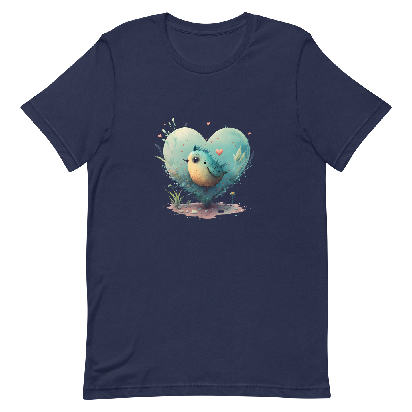 Unisex t-shirt with cute bird in the heart