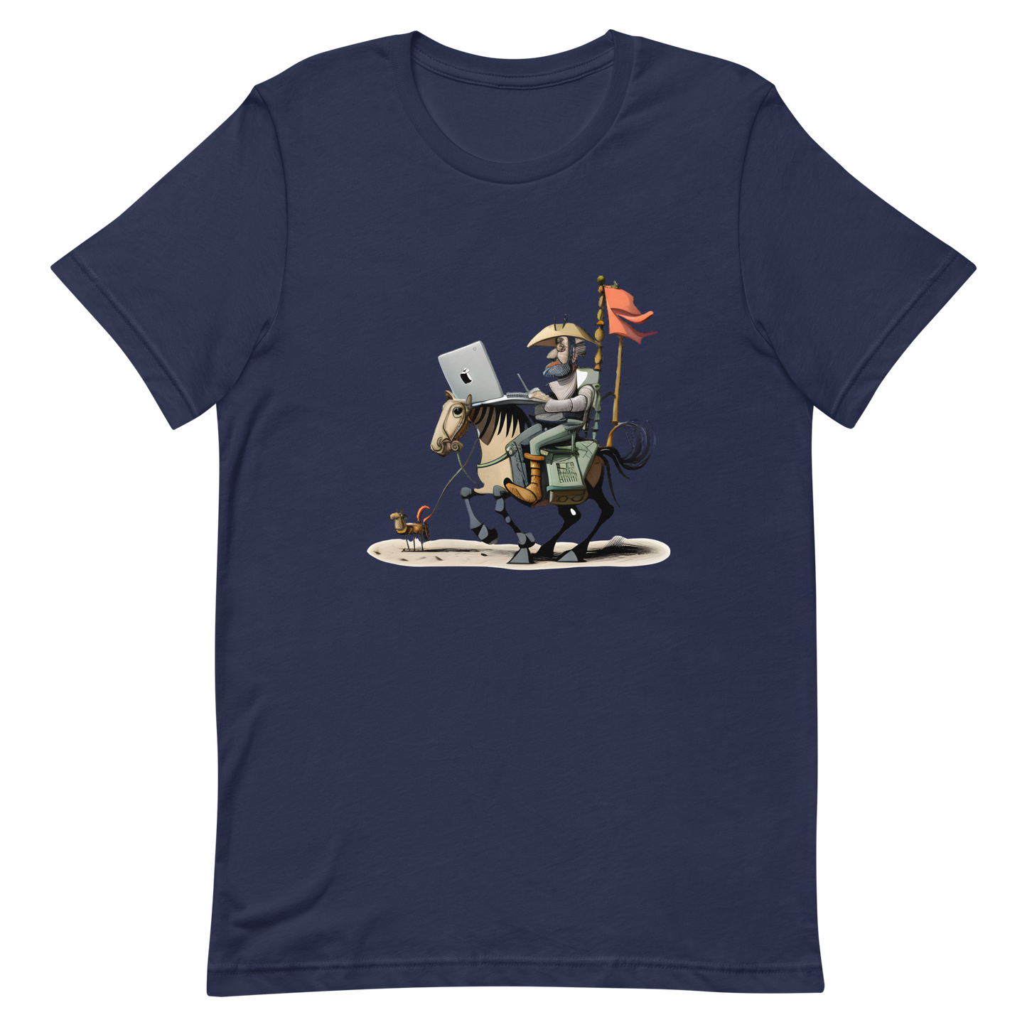 Unisex t-shirt with knight Don Quixote programmer