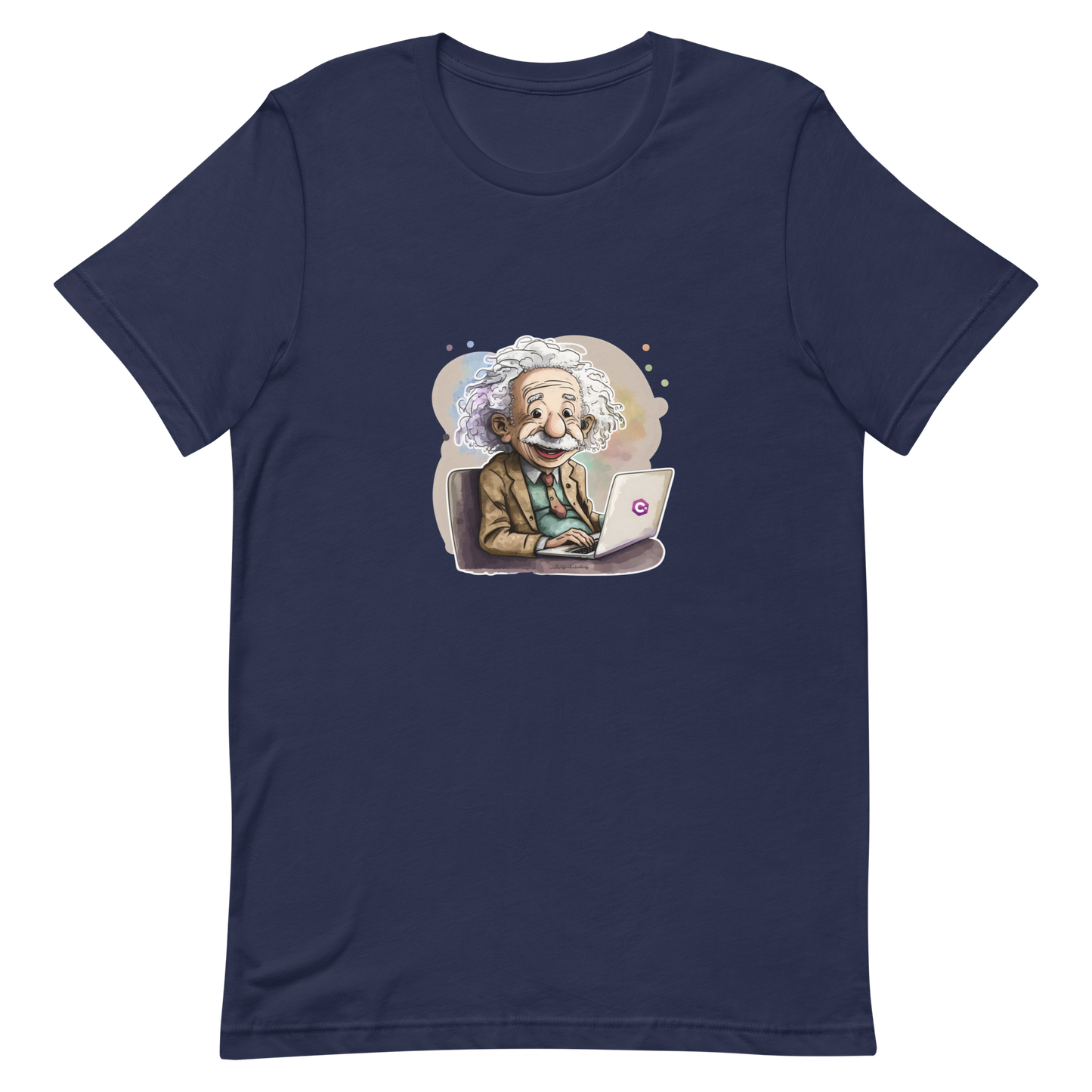 Unisex t-shirt with happy Einstein-programmer, software engineer
