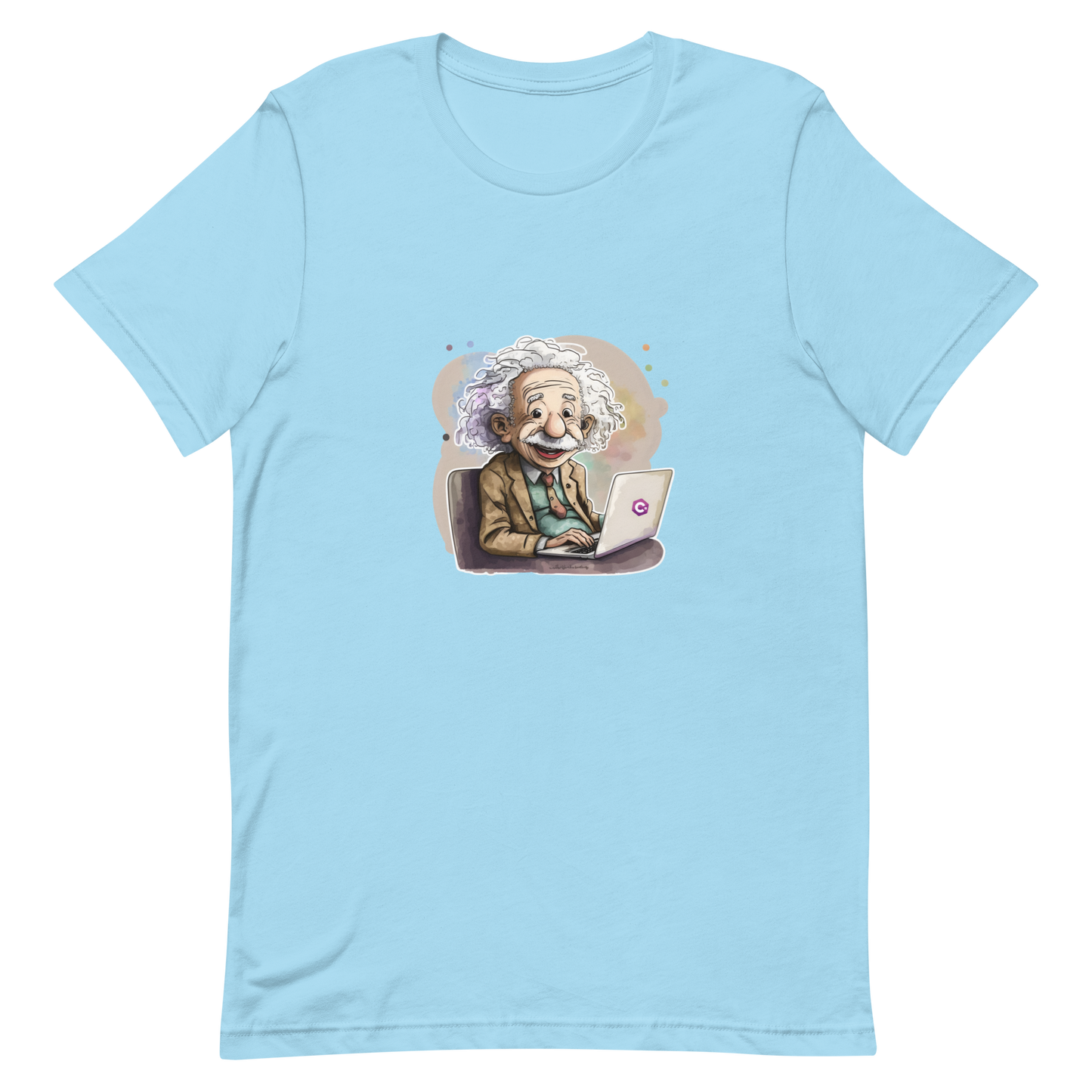 Unisex t-shirt with happy Einstein-programmer, software engineer