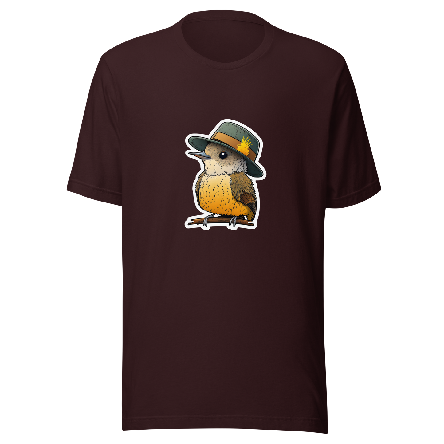 Unisex t-shirt with cute bird in the hat
