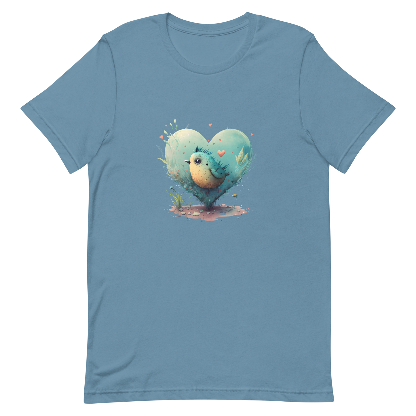 Unisex t-shirt with cute bird in the heart