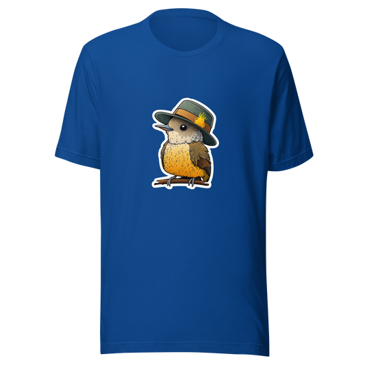 Unisex t-shirt with cute bird in the hat