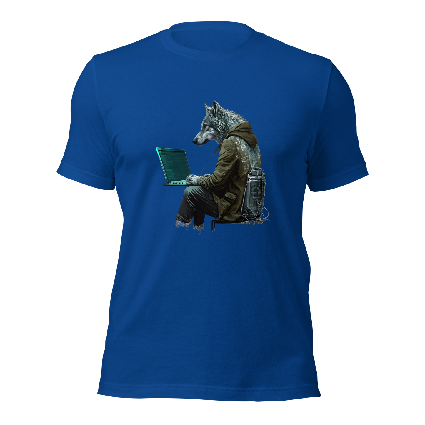 Unisex t-shirt with wolf-hacker, programmer