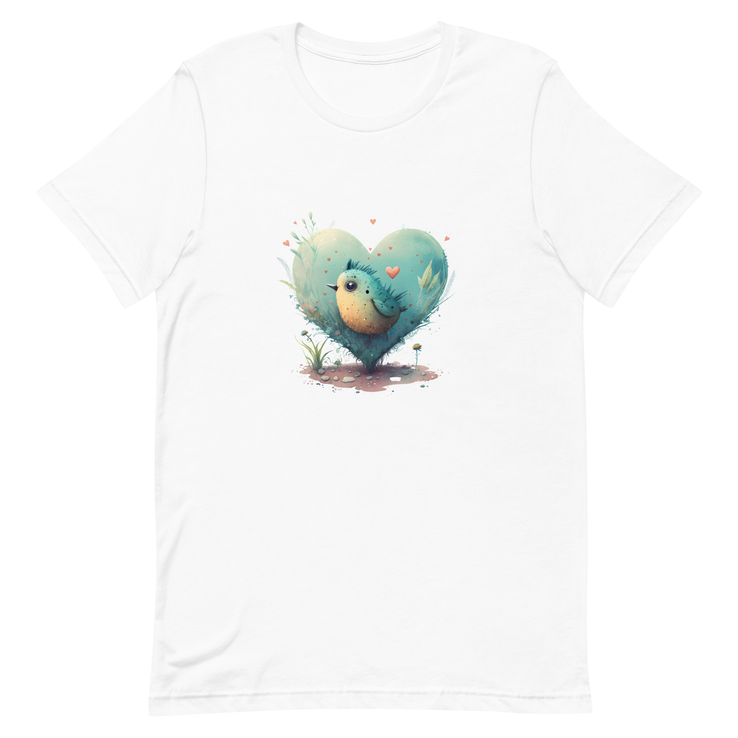 Unisex t-shirt with cute bird in the heart
