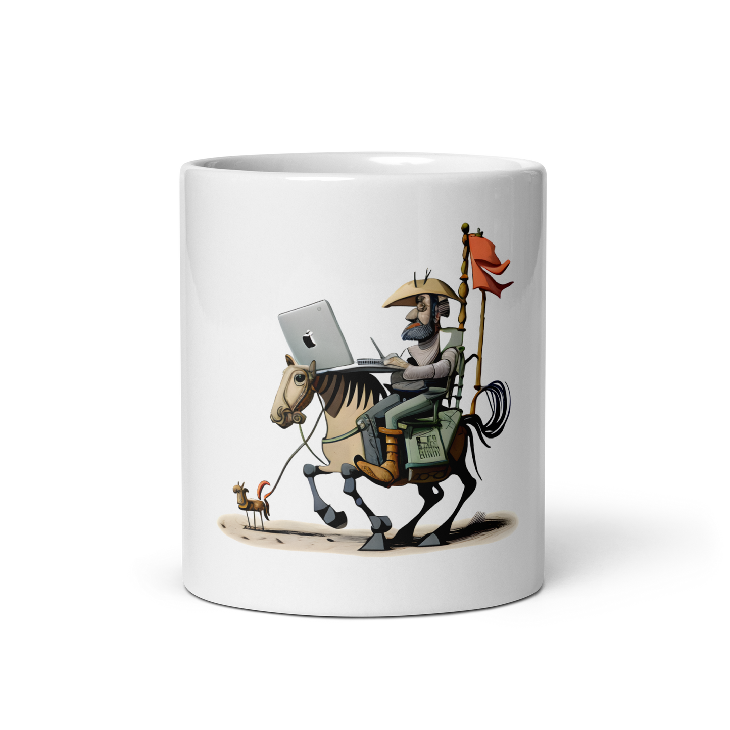 White glossy mug with Don Quixote - programmer