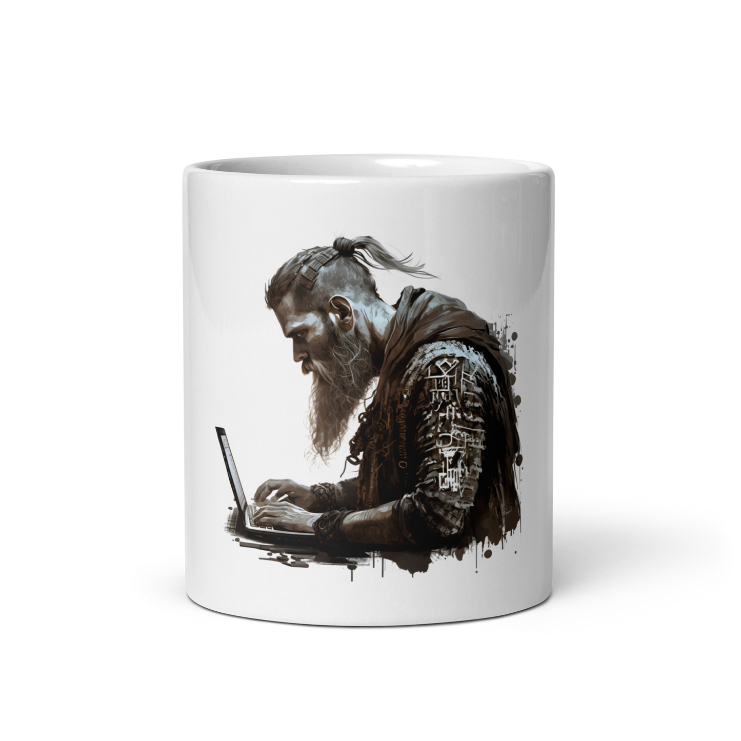 White mug with viking-programmer, software engineer