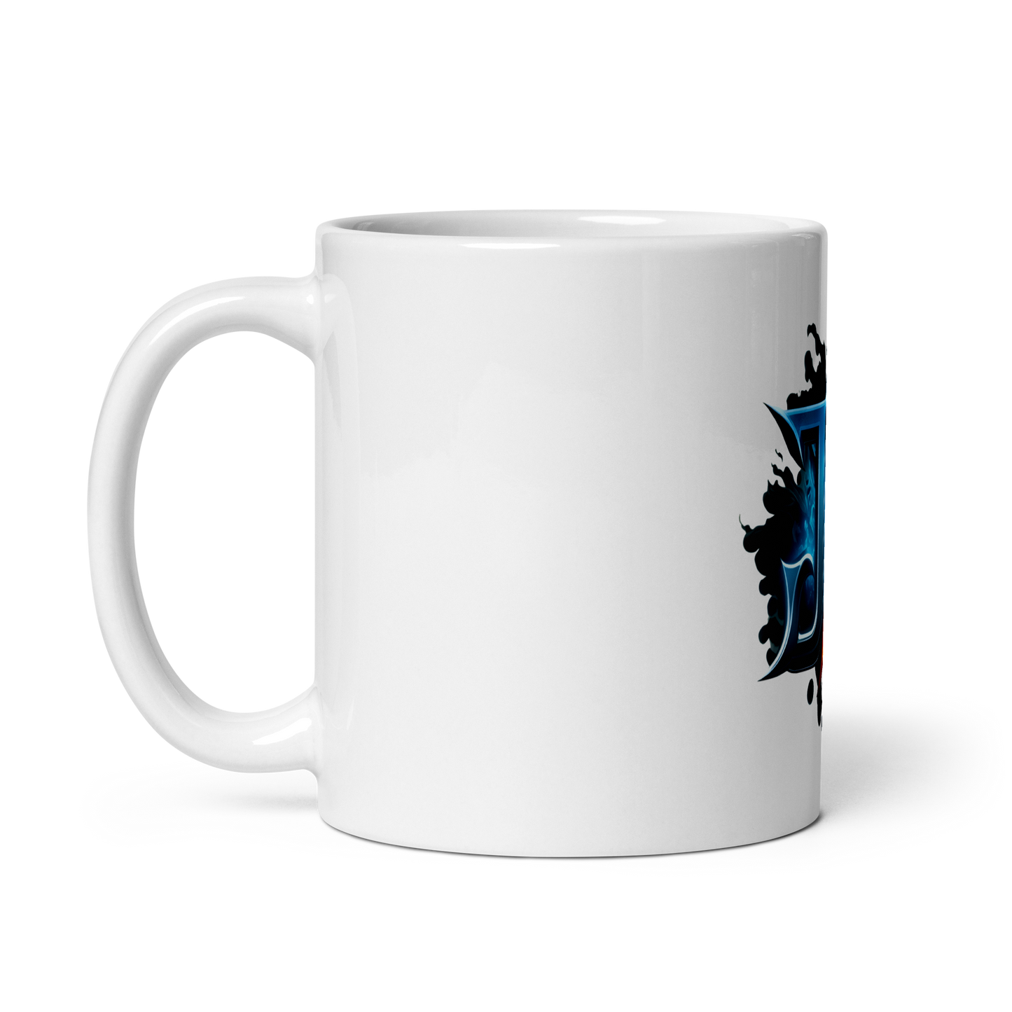 White glossy mug with JavaScript