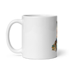 White glossy mug with fox in patchwork style - Radiant Art of Radiant Group