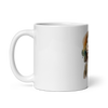 White glossy mug with laughing Einstein - Radiant Art of Radiant Group