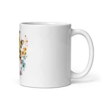 White glossy mug with giraffe - Radiant Art of Radiant Group