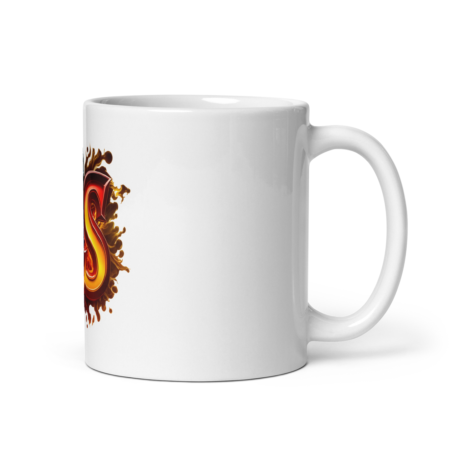 White glossy mug with JavaScript